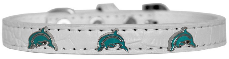 Dolphin Widget Croc Dog Collar White Size 10